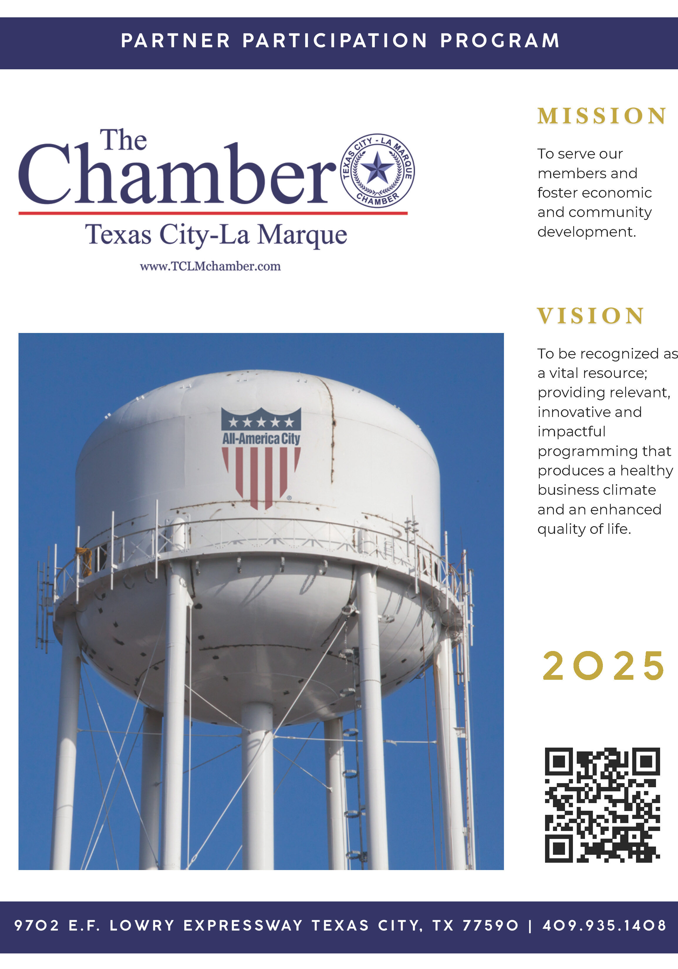 Did you know about the Texas City-La Marque Chamber Partner Participation Program? This publication lists the events and programs that will be taking place in 2025 and offers ways your company can participate.



There are sponsorship opportunities for ALL members to engage and benefit. If you are interested in learning more about the Partner Participation Program click the link below.